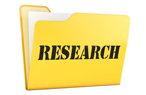 Research, yellow folder. 3D rendering Stock Illustration