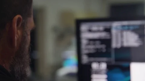 Researcher analysing data on computer collected from unmanned underwater vehicle Stock Footage 91491050