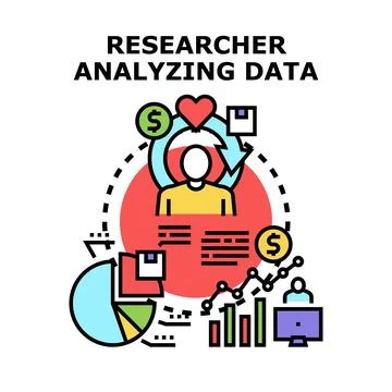 Researcher analyzing financial data and customer insights イラスト素材