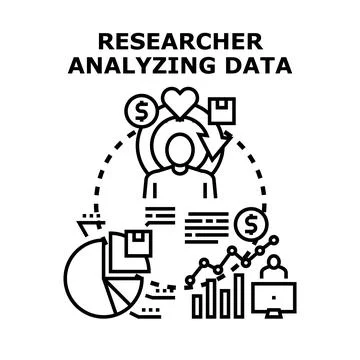 Researcher analyzing financial data and customer insights イラスト素材