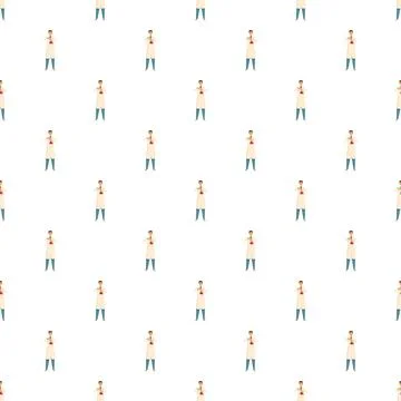 Researcher chemist working in laboratory uniform creating repeating pattern Stock Illustration