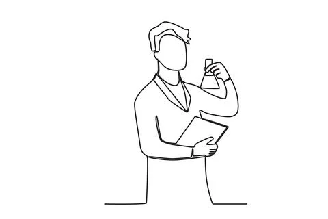 A researcher examines a chemical solution Stock Illustration