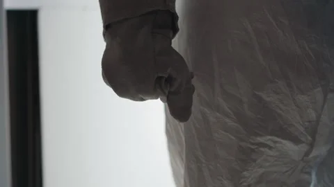 Researcher examines sample. Scientist inspects frozen specimen carefully Stock Footage 346470782