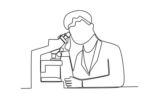 A researcher using a microscope 스톡 일러스트