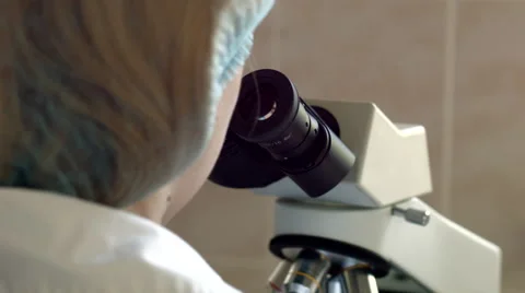 Researcher viewing through microscope Video stock 52033738