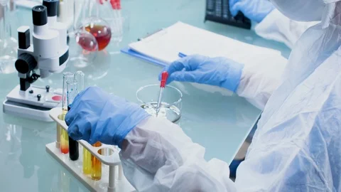 Researcher working in high security laboratory Stock Footage 109398703
