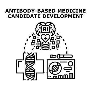 Researchers are developing antibody based medicine candidates leveraging arti Stock Illustration