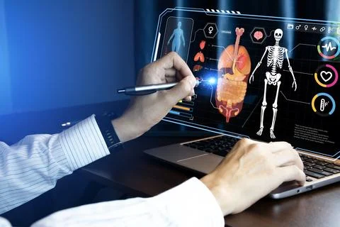 Researchers use AI programs to analyze and review medical research Stock Photos