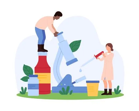 Researching with Advanced Microscopy Techniques concept Stock Illustration