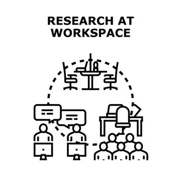 Researching and collaborating at a modern workspace Stock Illustration