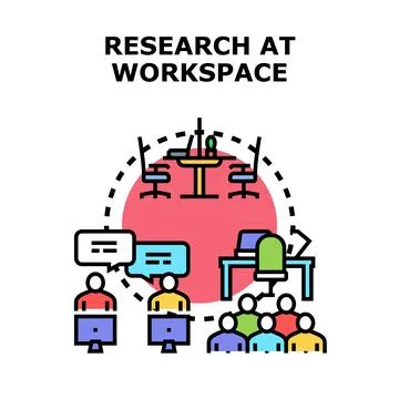 Researching and collaborating at a modern workspace Stock Illustration