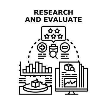 Researching and evaluating data for business analysis Stock Illustration