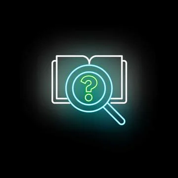 Researching answers in a book using magnifying glass icon Stock Illustration