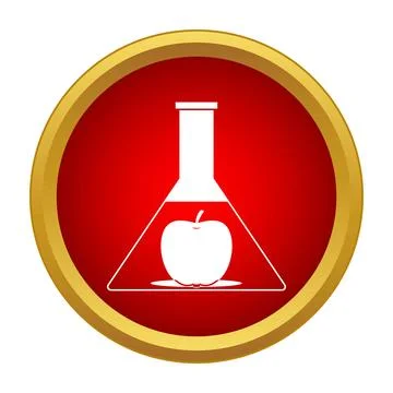 Researching apple genetics in a laboratory flask icon Stock Illustration