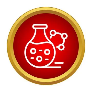 Researching chemistry with flask and molecule icon Stock Illustration