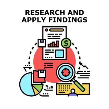Researching data and applying findings for business analysis Stock Illustration