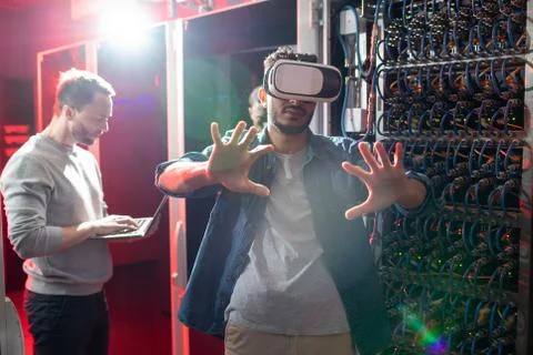 Researching database server with augmented reality Stock Photos
