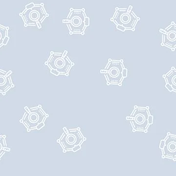 Researching educational theme line seamless pattern Stock Illustration