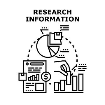 Researching information, analyzing data, and exploring analytics concepts Stock Illustration