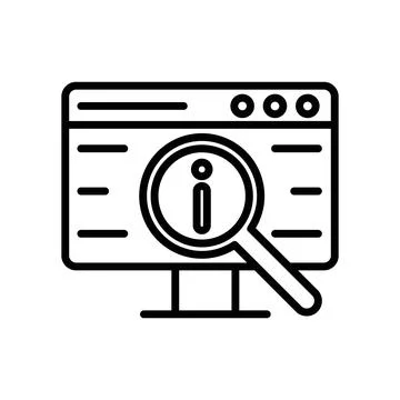 Researching information online icon linear logo mark in black and white Stock Illustration