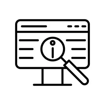 Researching information online linear logo mark in black and white Stock Illustration
