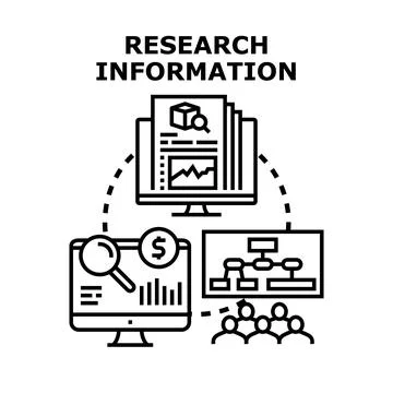 Researching information using data analysis for business strategy Stock Illustration