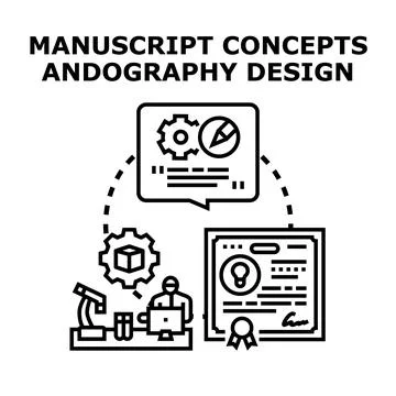 Researching manuscript concepts developing creative design process イラスト素材