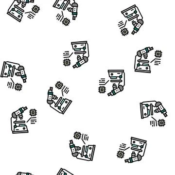 Researching microscope semiconductor manufacturing vector seamless pattern Stock Illustration