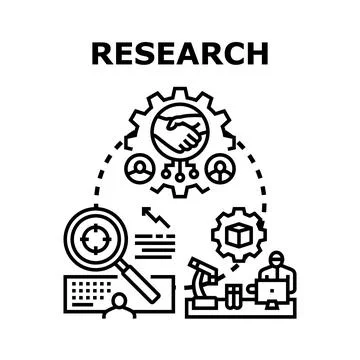 Researching new solutions through teamwork and scientific analysis Stock Illustration