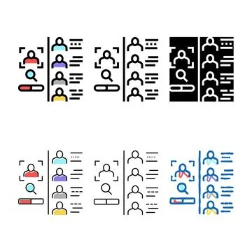 Researching people variations with face id for access color icon vector Stock Illustration