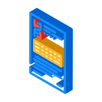 Researching topics technical writer isometric icon vector illustration Illustrazione stock