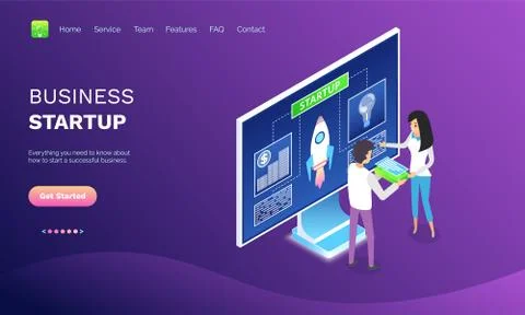 Researching of Workers, Business Startup Vector Stock Illustration