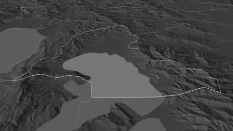 Resen, Macedonia. Bilevel elevation map with surface waters Illustrazione stock