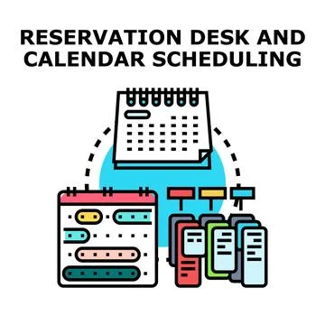 Reservation scheduling and planning calendar management concept Stock Illustration