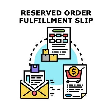 Reserved order fulfillment slip processing concept icon Illustrazione stock