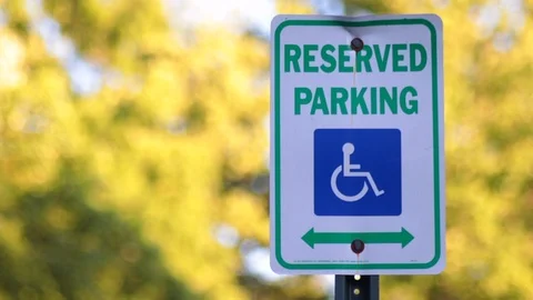 Reserved Parking sign trees background Stock Footage 91049892