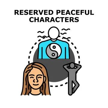 Reserved peaceful characters concept vector illustration Stock Illustration