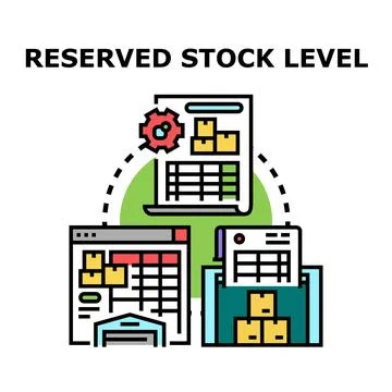 Reserved stock level managing inventory control process concept Stock Illustration