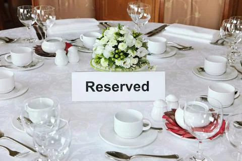 Reserved table for Breakfast in the restaurant Stock Photos