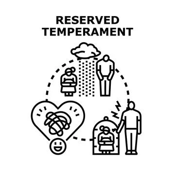Reserved temperament concept with introverted personality traits Stock Illustration