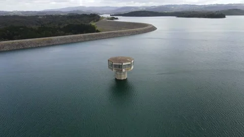 Reservoir Intake Tower Stock Footage 143305471