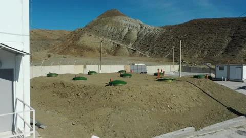 Reservoirs with biological waste processing into bio gas Stock Footage 144329931