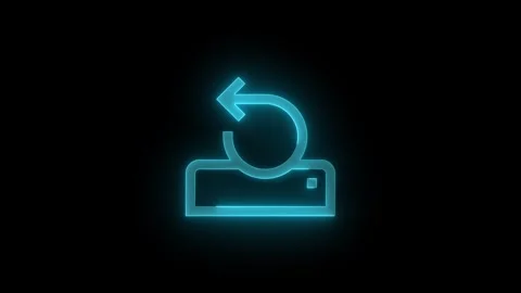 Reset drive arrow stroke icon glowing neon animation Stock Footage 289520083
