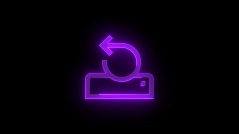 Reset drive arrow stroke icon glowing neon animation Stock Footage 289520121