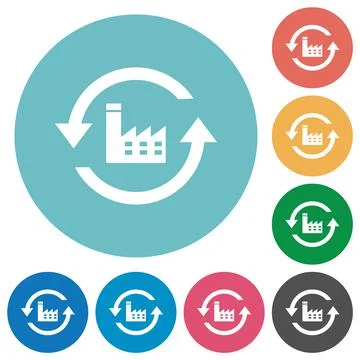 Reset to factory defaults flat round icons Stock Illustration