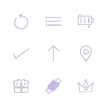 Reset , menu , battery , user interface icons , arrows , navigation , eps ico Stock Illustration