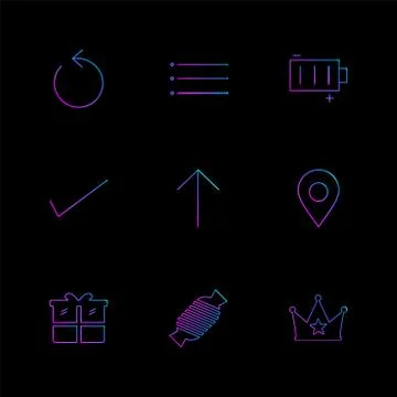 Reset , menu , battery , user interface icons , arrows , navigation , eps ico Stock Illustration