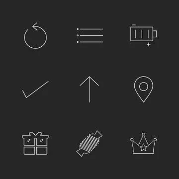 Reset , menu , battery , user interface icons , arrows , navigation , eps ico Stock Illustration