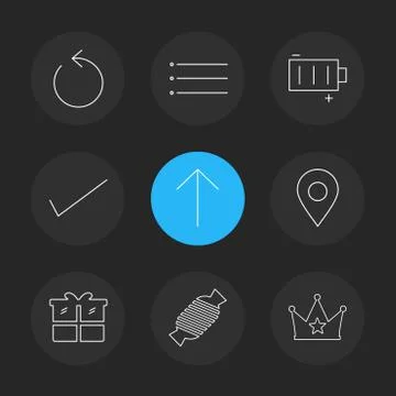 Reset , menu , battery , user interface icons , arrows , navigation , eps ico Illustration