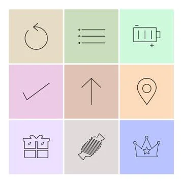 Reset , menu , battery , user interface icons , arrows , navigation , eps ico Stock Illustration